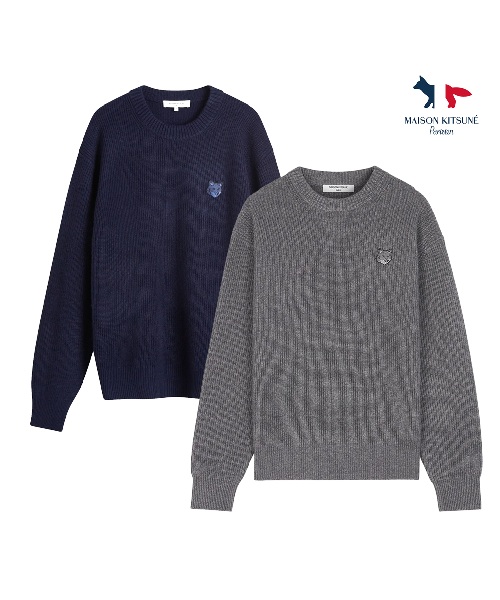 [병행수입][메종키츠네] 볼드 폭스헤드 니트_네이비 S